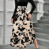 Women Short Length Patchwork Floral Print Waisted Long Sleeve Dress, Autumn/Winter