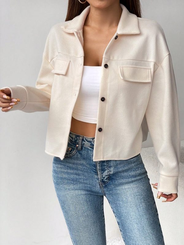Flap Pocket Drop Shoulder Button Front Overcoat