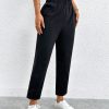 Solid Elastic Waist Cropped Pants