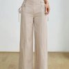 Women's Fashionable High-Waisted Khaki Wide Leg Pants With Belt