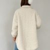 Dropped Shoulder Flap Detail Teddy Fur Coat