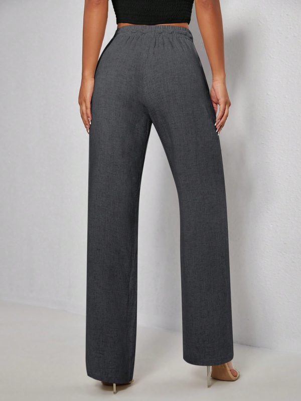 Women's Solid Color Drawstring Waist Pants