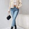 Flap Pocket Drop Shoulder Button Front Overcoat
