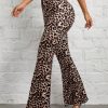 Leopard Print Knit Women's Flared Trousers