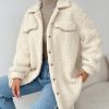 Dropped Shoulder Flap Detail Teddy Fur Coat