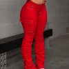 Women's Cargo Pocket Pleated Skinny Casual Fashion Jeans