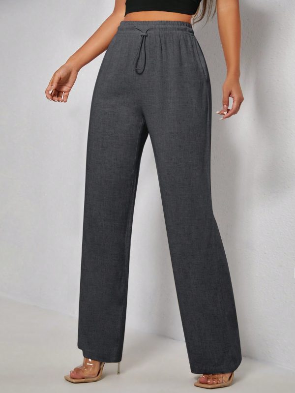 Women's Solid Color Drawstring Waist Pants
