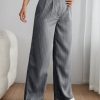 Striped Print Plicated Detail Pants