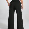 Solid High Rise Flared Straight Leg Pants