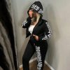 Casual Letter Print Zip-Up Hooded Sweatshirt, Autumn/Winter