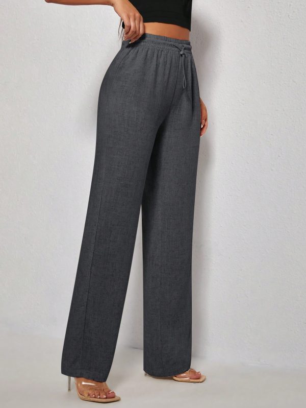 Women's Solid Color Drawstring Waist Pants