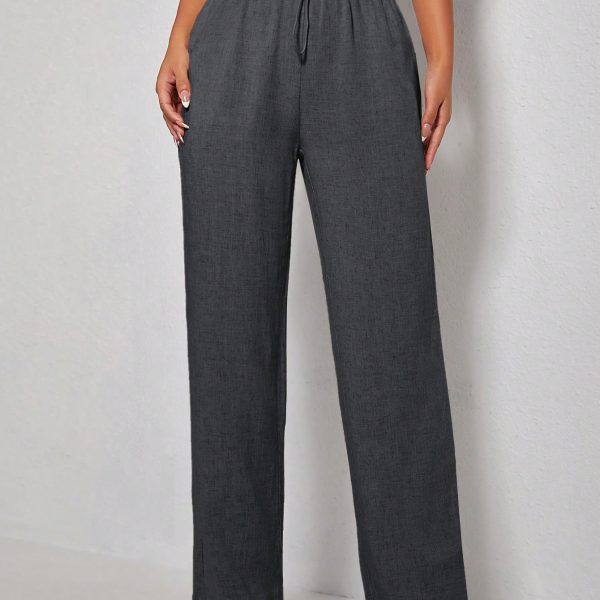 Women's Solid Color Drawstring Waist Pants