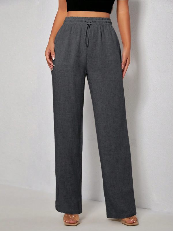 Women's Solid Color Drawstring Waist Pants