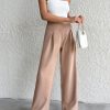 Women's Linen Beige Wide Leg Pants