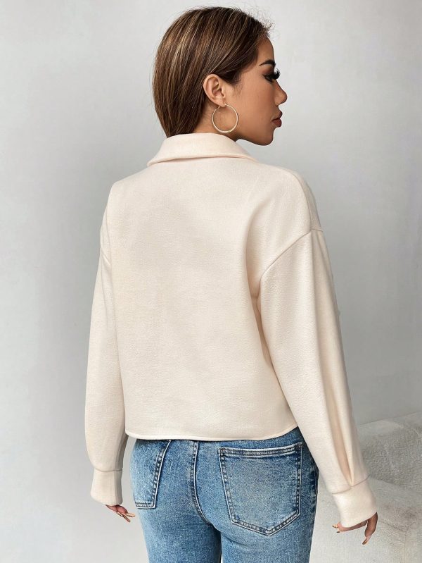 Flap Pocket Drop Shoulder Button Front Overcoat