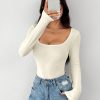 Solid Color Scoop Neck Spring Women's Fleece T-Shirt