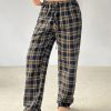 Women Plaid Print Drawstring Waist Pants