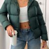Solid Color Hooded Zip-Up Long Sleeve Jacket, Winter