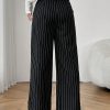 Black And White Striped Women's Suit Pants Suitable For Commuting