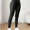 Front Button Pocket Stylish Women's Leather Pants