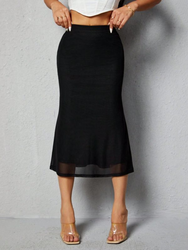 Women's Solid Color Mermaid Hem Skirt