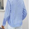 Women's Fashionable Everyday Blue And White Striped Shirt