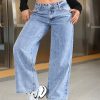 Casual Washed Low Waist Straight Leg Jeans