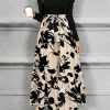 Women Short Length Patchwork Floral Print Waisted Long Sleeve Dress, Autumn/Winter