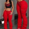 Women's Cargo Pocket Pleated Skinny Casual Fashion Jeans