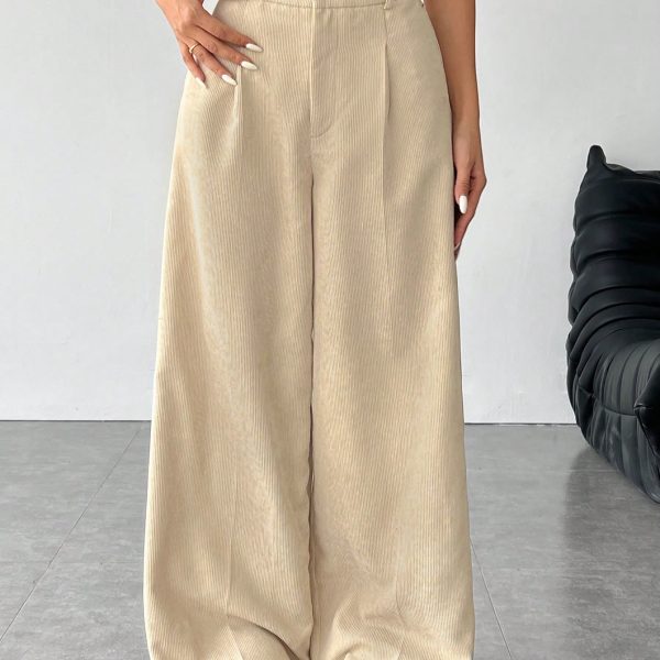 Women's Corduroy Long Wide-Leg Pants Suitable For Autumn And Winter