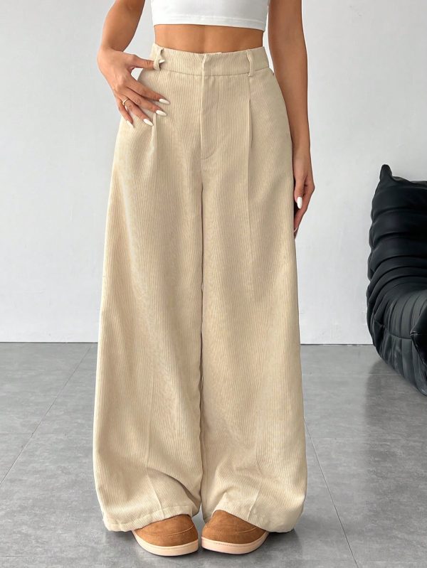 Women's Corduroy Long Wide-Leg Pants Suitable For Autumn And Winter