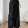 Black And White Striped Women's Suit Pants Suitable For Commuting