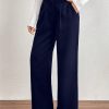 Women's Solid Color Pleated Straight-Leg Casual/Office Wear Pants