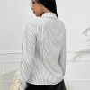 Women's Long Sleeve Striped Collared Button-Down Shirt, Blouse