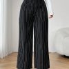 Black And White Striped Women's Suit Pants Suitable For Commuting