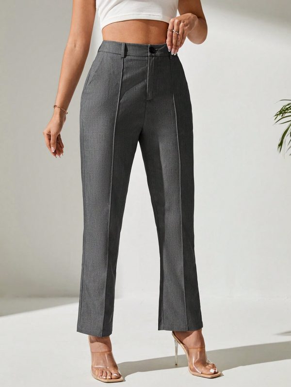 High Waist Slant Pocket Suit Pants