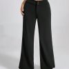 Solid High Rise Flared Straight Leg Pants
