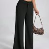 Solid High Rise Flared Straight Leg Pants