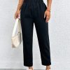 Solid Elastic Waist Cropped Pants