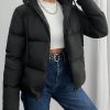 Women's Slant Pocket Drawstring Hooded Padded Coat