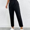 Solid Elastic Waist Cropped Pants