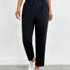 Solid Elastic Waist Cropped Pants