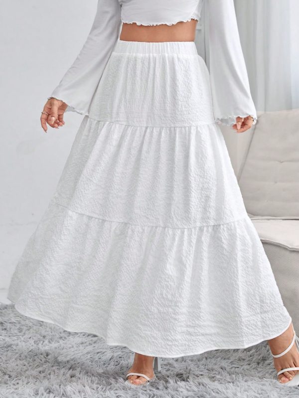 Solid Ruffle Hem Schiffy Skirt