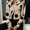 Women Asymmetrical Print Long Sleeve Casual Blouse