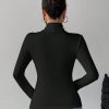 Solid Color Slim High Collar Long Sleeve White Top
