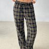 Women Plaid Print Drawstring Waist Pants
