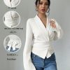 Apricot V-Neck Cinched Waist Bowknot Elegant Romantic Women Shirt