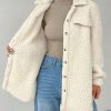 Dropped Shoulder Flap Detail Teddy Fur Coat