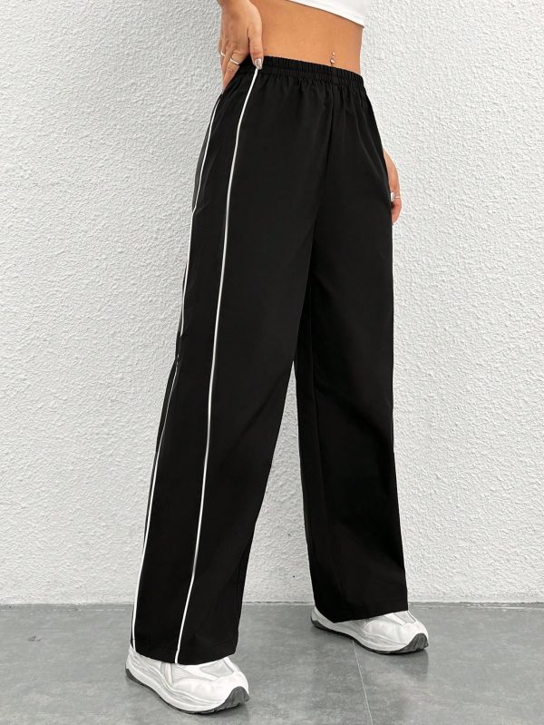 Side Contrast Color Straight Leg Pants