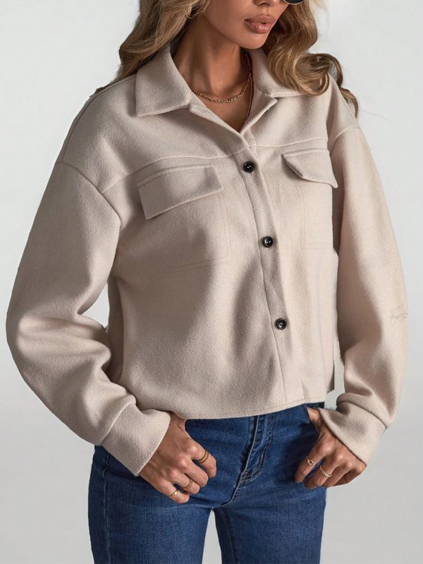 Flap Pocket Drop Shoulder Button Front Overcoat